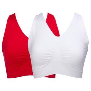Rhonda Shear 2Pack Seamless Racerback Ahh Bra Size XL Cherry White Lounge 659.12